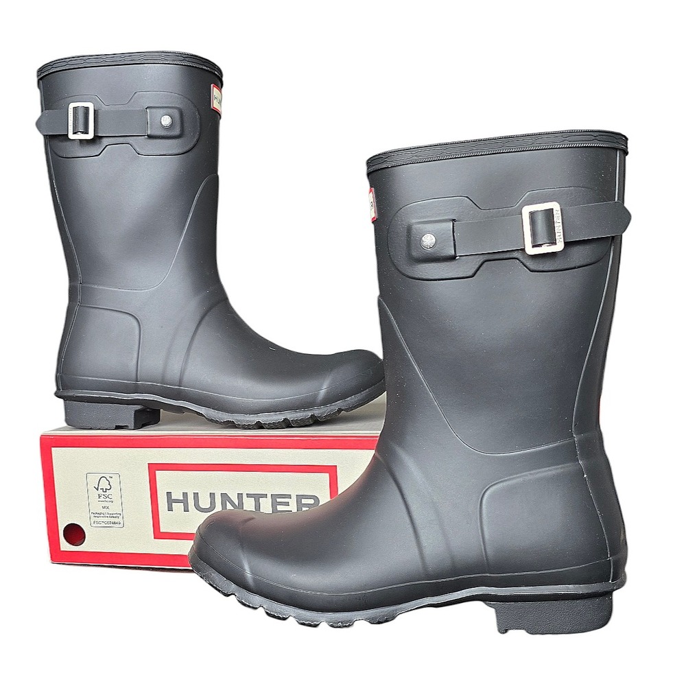Hunter Original‎ Short Black Matte Rain Boots Womens Size 9 Waterproof